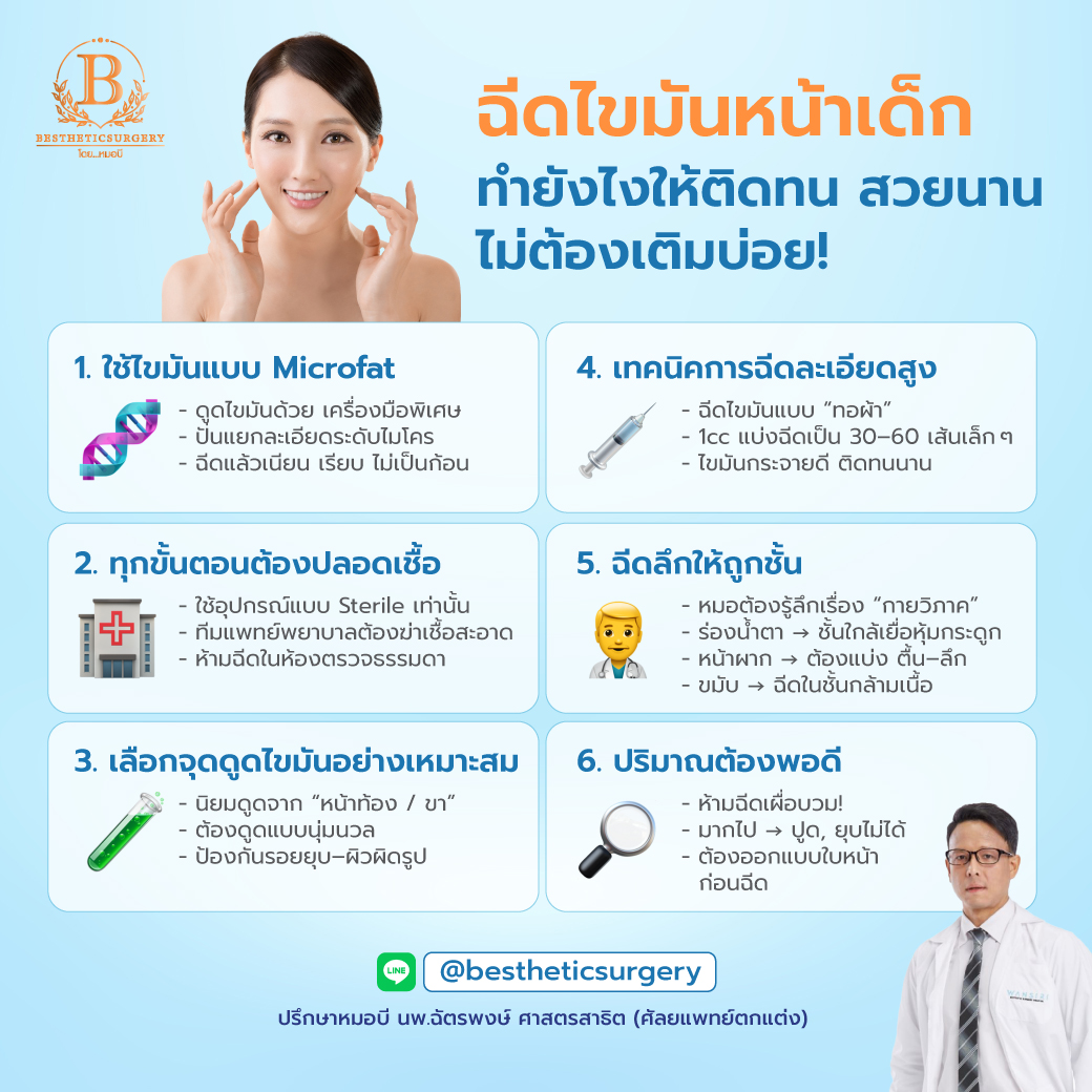 ฉีดไขมันหน้าเด็ก ทำยังไงให้ติดทน สวยนาน ไม่ต้องเติมบ่อย?