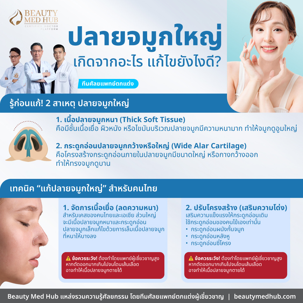 ปลายจมูกใหญ่ เกิดจากอะไร แก้ไขยังไงดี?