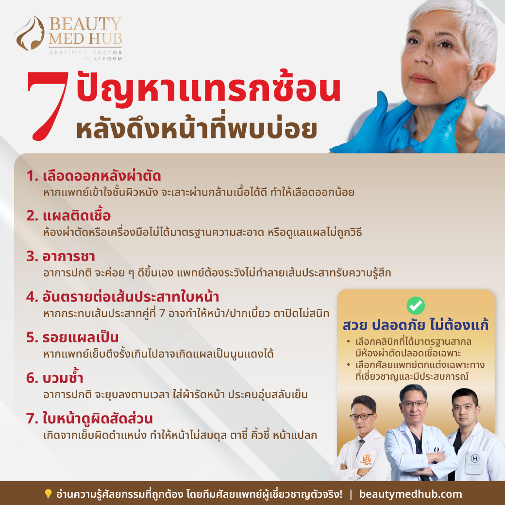 เช็ก! 7 ปัญหาแทรกซ้อนที่พบบ่อยหลังผ่าตัดดึงหน้า